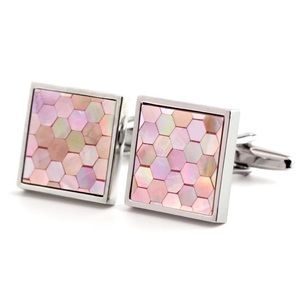 Elegant Pink Mother of Pearl Mosaic Cufflinks